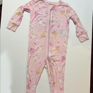 Place Pink Bunny Print Zip Footie Pajamas